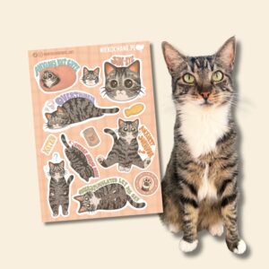 ANXIOUS CATS CLUB: KOTEK BURY ZE SKARPETKAMI I KOŁNIERZYKIEM arkusz naklejek
